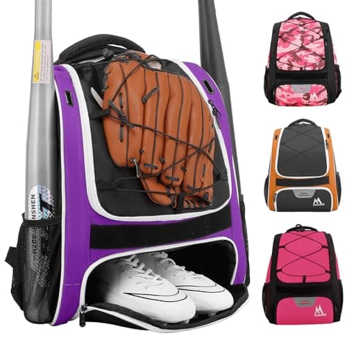 Hsmihair Baseball Bag - Baseball Backpack Holder, Large Main Compartment,T-Ball & Softball Equipment & Gear for Youth and Adults,Holds Bats, Helmet, Gloves
