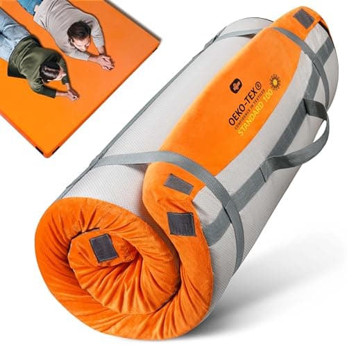GAIALOOP 3 Inch Memory Foam Camping Mattress, Dual Layer Thick Sleeping Camp Pad for Car Tent Cot, Roll-Up Portable Glamping Floor Bed for Guests Sleepover[Full: 75 * 54 * 3"]