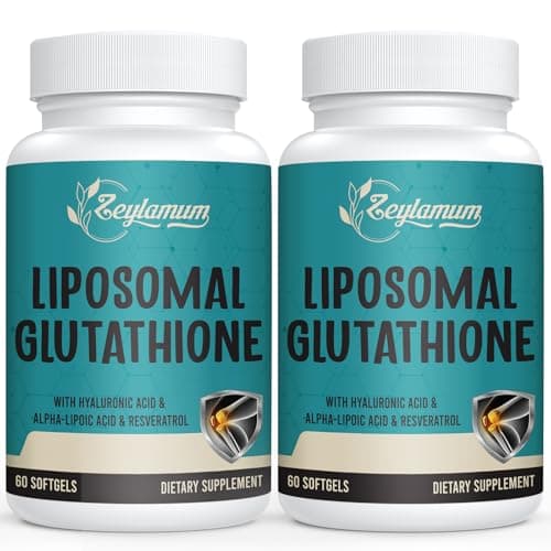 Zeylamum 2400 MG Liposomal Glutathione Softgels, Max Absorption, Active Form L-Glutathione Reduced (GSH), with Hyaluronic Acid, Resveratrol, Master Antioxidants for Brain, Immune System, 120 Softgels
