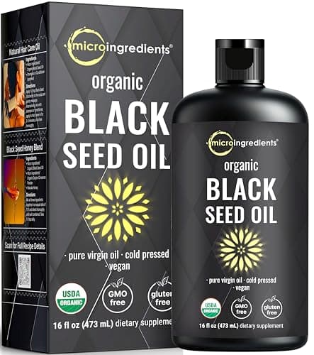 Micro Ingredients Black Seed Oil Organic Cold Pressed, 16 fl oz | Rich in Thymoquinone & Omega 3 6 9 | Unrefined from Nigella Sativa Seeds | Immune, Hair & Skin Support* | Non-GMO - 3 Months Supply