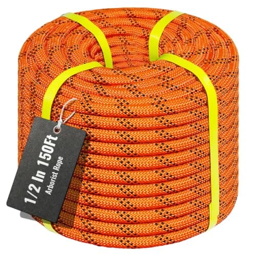 Brobantle 1/2 Inch Arborist Rope 150FT,9000lbs Double Braided Arborist Bull Rope for Tree Rigging & Pulling,Heavy Duty Rope for Tree Work,Rappelling, Swing Sailing Hiking Camping