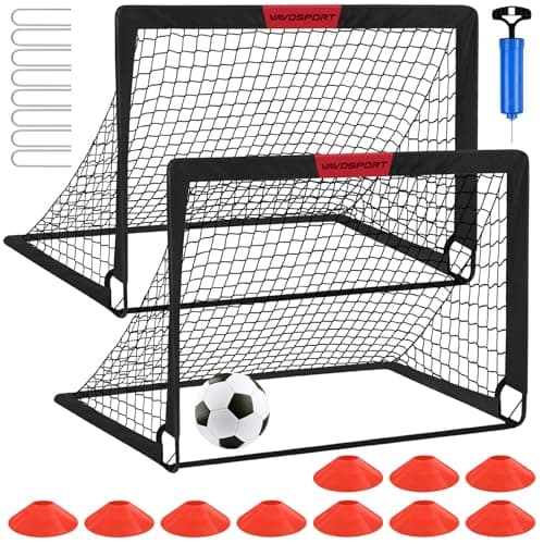 Kids Soccer Goals for Backyard Set - 2 of 4' x 3' Portable Soccer Goal Training Equipment, Pop Up Toddler Soccer Net with Soccer Ball, Soccer Set for Kids and Youth Outdoor Games, Sports, Play