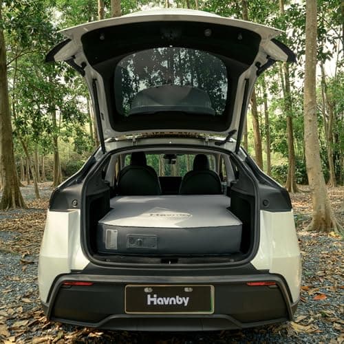 Tesla Model Y/Juniper FlatCore TPU Backseat Mattress, 7.5" Hybrid Support Car Bed with Built-in Pump, Wedge Design Levels 12° Rear Seat Slope to Flat for Road Trips, Camping, Work Shifts, Naps