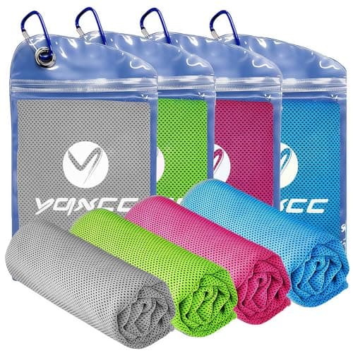 YQXCC 4 Pack Cooling Towels (40"x12"), Ice Cool Neck Towel, Soft Breathable Microfiber for Gym, Yoga, Golf, Running, Camping & All Hot Weather Activities