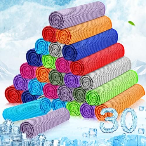 MENOLY 30 Packs Cooling Towels Bulk (40"x12") Gym Cooling Towels for Neck and Face Sweat Workout Cooling Neck Rags for Sports Yoga Soft Microfiber Breathable Rags for Hiking Running Fitness-Multicolor