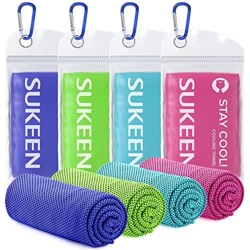 Sukeen 4 Pack Cooling Towels (40"x12"),Ice Towel,Soft Breathable Chilly Towel,Microfiber Towel for Yoga,Sport,Running,Gym,Workout,Camping,Fitness,Workout & More Activities