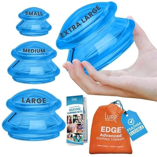 Silicone Cupping Therapy Set Professional Massage Cupping Cups for Cupping Therapy 4 Cup Kit for Massage, Myofascial Release, Cellulite Reduction (Lure Blue)