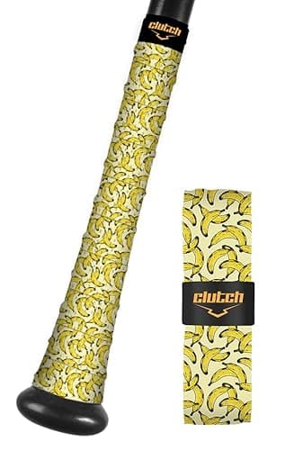 Clutch Sports Apparel All-Weather Bat Grip Tape, 1.1mm Cushioned & Non-Slip for Baseball & Softball, Durable & Multi-Sport Performance for Youth & Adult Players, Bananas Design