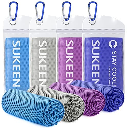 Sukeen 4 Pack Cooling Towel (40"x12"),Ice Towel,Soft Breathable Chilly Towel,Microfiber Towel for Yoga,Sport,Running,Gym,Workout,Camping,Fitness,Workout & More Activities