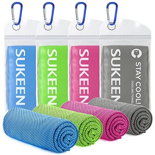 Sukeen Cooling Towels for Neck and Face, 4 Pack Cooling Towels for hot Weather (40"x12"), Cooling Rags for Yoga, Sport, Running, Workout,Gym, Camping, Fitness, Workout & More