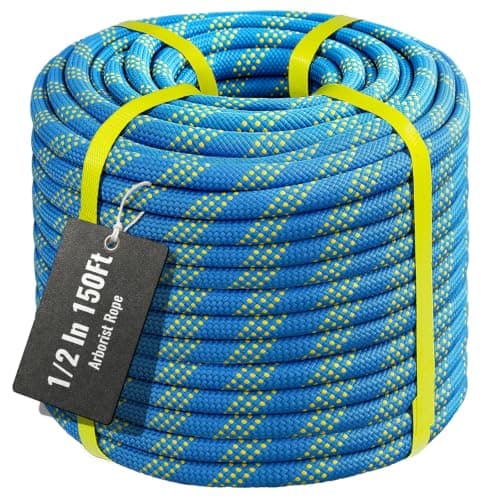 Brobantle 1/2 Inch Arborist Rope 150FT,9000lbs Double Braided Arborist Bull Rope for Tree Rigging & Pulling,Heavy Duty Rope for Tree Work,Rappelling, Swing Sailing Hiking Camping