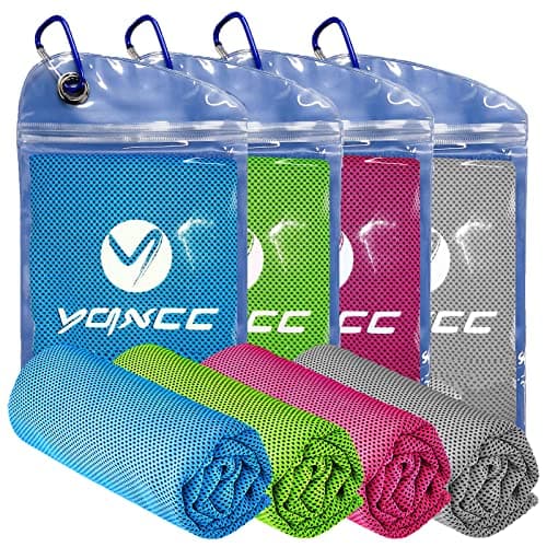 YQXCC Cooling Towels | 4 Pack 40"x12" | Cool Cold for Neck and Face | Microfiber Soft Breathable Chilly | for Sport, Yoga, Golf, Gym, Camping, Running, Workout & More Activities
