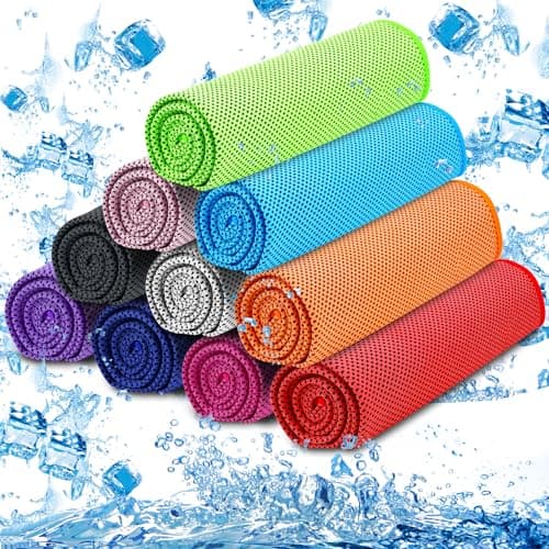 MENOLY 10 Pack Cooling Towels, Cooling Towels for Neck and Face, Sweat Microfiber Towel Soft Breathable Towel for Gym, Yoga, Camping, Running, Fitness, Workout & More Activities
