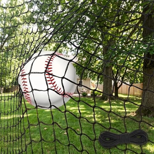 Hittop Baseball Softball Backstop Nets,Sports Net with 33ft Rope or Steel Hanging Kit, Nylon Nets Also for Basketball Soccer Lacrosse Hockey.