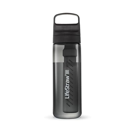 LifeStraw Go Series – BPA-Free Water Filter Bottle for Travel and Everyday Use, Removes Bacteria, Parasites and Microplastics, Improves Taste, 22 Ounce, Nordic Noir