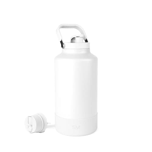 Simple Modern Trek Pivot | Gallon Water Bottle Jug with Handle & Boot | Interchangeable Straw & Chug Lids | Large Insulated Stainless Steel | Sports Camping Outdoors | 128oz, Winter White