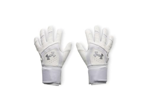 Under Armour Men's Yard 10 Long Cuff Baseball Gloves, (100) White/White/Metallic Silver, XX-Large