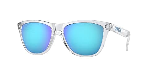 Oakley Mens OO9245 Frogskins Low Bridge Fit Square Sunglasses, Crystal Clear/Prizm Sapphire, 54 mm