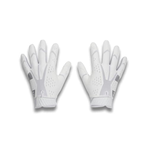 Under Armour Men's Blur Football Gloves, (100) White/White/Metallic Silver, Medium