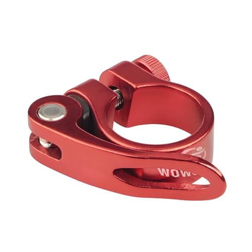 WOWSPORT Bike Seat Clamp 28.6/31.8/34.9mm - Aluminum Alloy Quick Release Collar w/Safety Lock (Black/Red) | for MTB Road Folding Bike Red 28.6mm