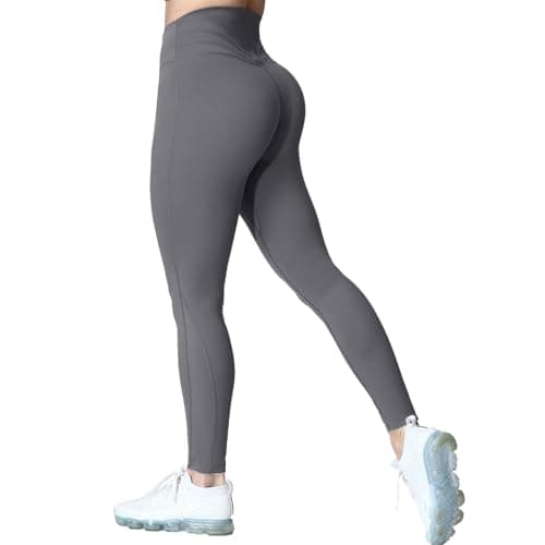 Aoxjox High Waisted Workout Leggings for Women Trinity Yoga Pants 26.5" (Iron Grey, X-Large)