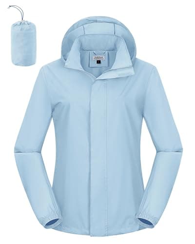 Outdoor Ventures Women's Rain Jacket Lightweight Packable Waterproof Rain Coat with Hood for Travel Golf Hiking Windbreaker