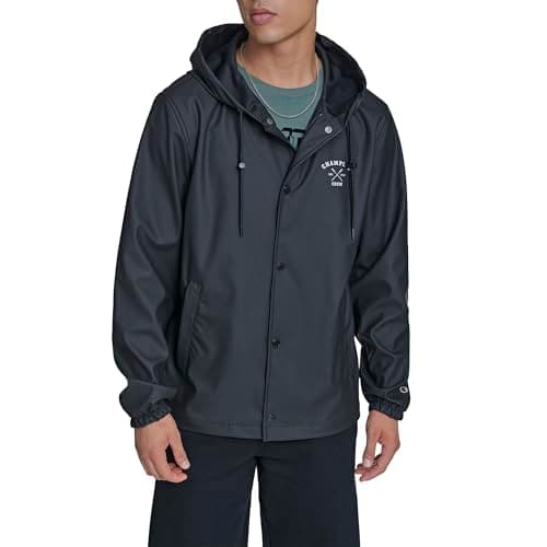 Champion Men's Rubberized Rain Hoody Jacket, Black, X-Large