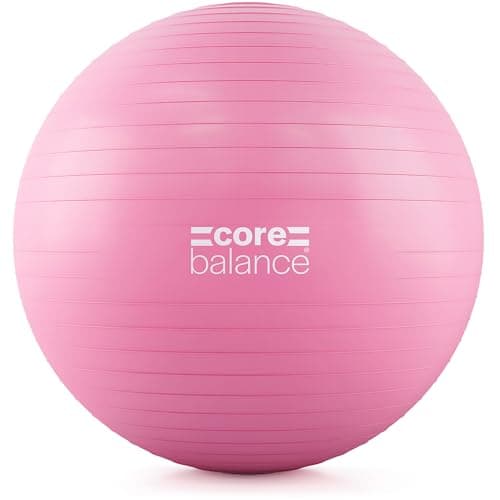 Core Balance Exercise Ball for Workouts, Anti-Burst and Slip Resistant, Swiss Yoga Ball for Pregnancy, Stability, Fitness and Physical Therapy, 4 Sizes, with Pump (29" / 75cm Pink)