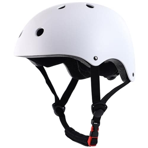 Kids Toddler Bike Helmet,2 Sizes Adjustable Youth Boys Girls Helmet Multi-Sports for Scooter Bicycle Skateboard Cycling Roller Inline Skating (Matte White, Small: 18.9"-21.3" / 48-54 cm)