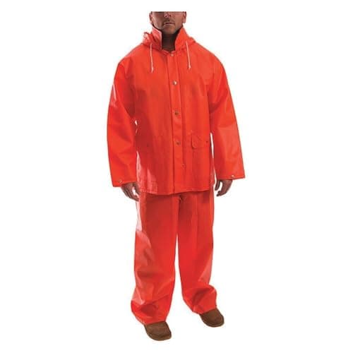 TINGLEY S63219.3X 2 Piece .35mm PVC/Polyester Jacket Storm Fly Front Overalls with Attached Hood, Size 3X, Blaze Orange