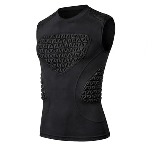 Youth Baseball Chest Protector, Padded Compression Shirt, Support Softball Football Rugby Lacrosse Heart Sternum Guard (Black,S)
