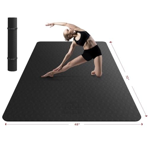 HAPBEAR Extra Large Yoga Mat 72"x48"x6mm (1/4 inch), Non-Slip, Durable,Thick Wide Exercise Mat for Home Workouts, Yoga, Pilates, Stretching Floor & Fitness Workouts