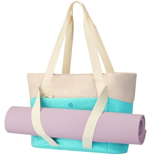 Axcone Women's Yoga Tote Bag with Luggage Sleeve & Mat Straps - Gym Work Bag for Office, Commute, Sports,Travel Blue