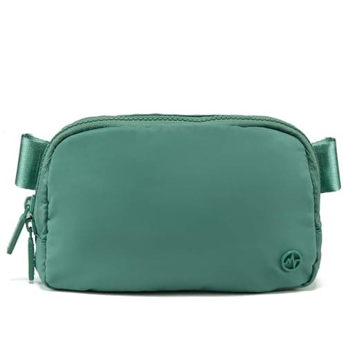 Pander Two Way Zipper Fanny Pack Nylon Everywhere Belt Bag for Women, Water Repellent Waist Packs, Crossbody Bags with Adjustable Strap (Eucalyptus Green)