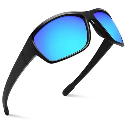 Dollger Polarized Sports Sunglasses for Men Women - Ultra Lightweight Wrap-Around, UV400 for Running, Cycling, Driving, Fishing(Blue)