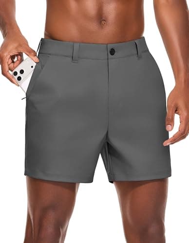 PULI Mens Golf Shorts 5 Inch Inseam Business Dress Casual Stretch Hiking Quick Dry Lightweight Dark Grey 34