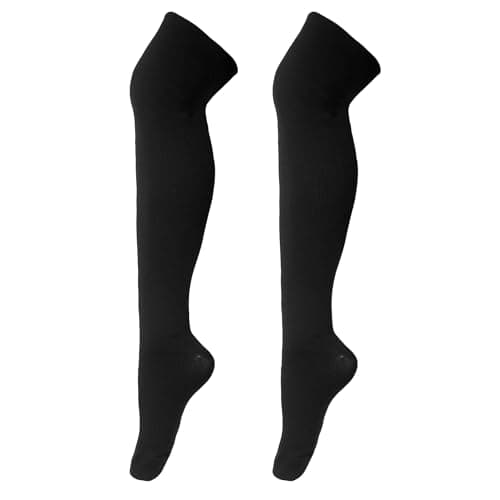 Luwint Thigh High Long Socks, Women Size 9-11, Black - Knee High Socks Over the Knee for Cosplay, Softball, Soccer, Daily