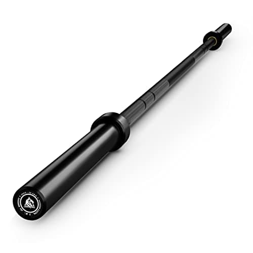 LIONSCOOL 7ft Olympic Barbell (Black E-coating, 1000LBS, No Center Knurl)