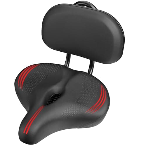 COOLWUFAN Oversized Bike Seat with Backrest for Peloton Bike, Wide Bicycle Saddle Compatible with Peloton, Road, Exercise, Tricycle, Electric Bike
