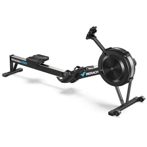 Merach Indoor Rowing Machine - Competition Monitor, Adjustable Air Resistance Rowing Machines for Home, Ergonomic Comfort Seat and Device Holder, Easy Storage, NovaRow R50 Pro
