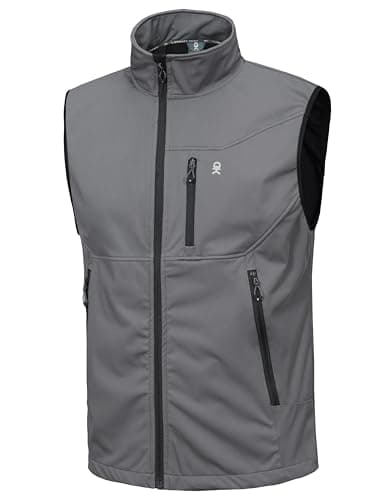 Little Donkey Andy Men's Lightweight Softshell Vest Windproof Sleeveless Jacket for Travel Hiking Running Golf Gray 3XL