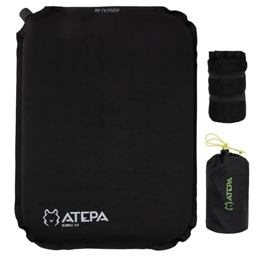 ATEPA Inflatable Seat Cushion, Portable Self-Inflating Seat Cushion for Stadium Airplane Air Travel Bleacher Camping, Blow Up Foam Seat Pad for Outdoor Sports Events, Black