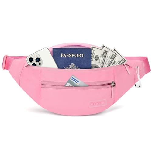 MAXTOP Large Fanny Pack Waist Purses for Women Trendy Cross body Bags with Adjustable Strap Passport Holder Bag for Theme Park Shopping Traveling Running (Hot Pink)