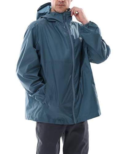 CAMEL CROWN Men's Rain Jacket Waterproof Lightweight Windproof Raincoat with Hood for Cycling Hiking Running Golf Blue