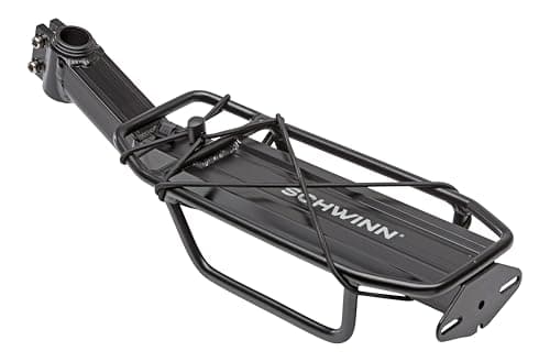 Schwinn Deluxe Alloy Rear Bike Rack, 20 lbs Capacity, Lightweight, Compact and Durable Construction, Fits Most Adult Bicycles, Cargo Options for Backpack, Gear & More, Bicycle Rack for Back of Bike