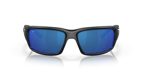 Costa Del Mar Sunglasses for Men - Fantail Mens Polarized Sunglasses, UV Protection for Fishing, Boating & Beach - Matte Black/Blue Mirror 580P - Size 59