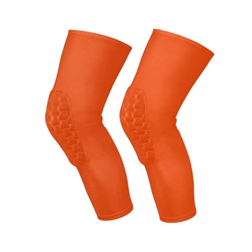 S Husky Orange Red Sports Knee Pads Youth Volleyball Basketball Long Leg Sleeves Braces Compression Wrestling Youth/Kids & Adult Sizes
