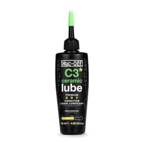Muc-Off C3 Ceramic Dry Chain Lube, 120 Milliliters - Premium Bike Chain Lubricant with UV Tracer Dye - Formulated for Dry and Dusty Weather Conditions