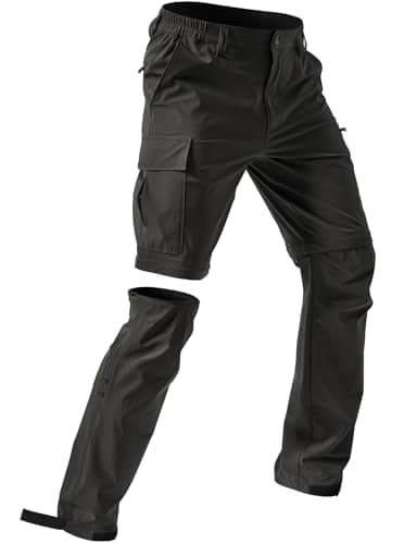 Moosehill Men's-Hiking-Pants Convertible Quick-Dry Water-Resistant Lightweight Zip-Off Outdoor for Hunting, Fishing, Safari with 5 Deep Pockets (Black, 34W*32L)