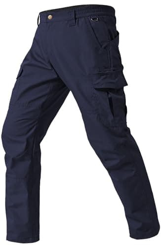 SPOSULEI Men's Cargo Work Pants Waterproof Ripstop Tactical Lightweight Durable Work Pants with 7 Pockets for Construction, Outdoor Working Dark Blue 44Wx32L
